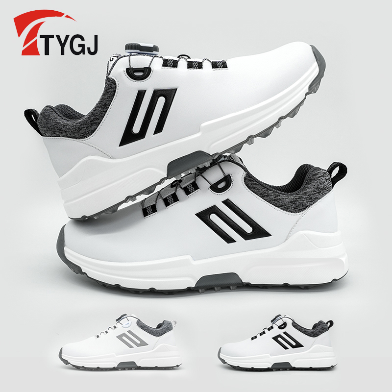 春季新款高尔夫球鞋男士休闲运动旋钮鞋带防水固定钉防滑透气舒适