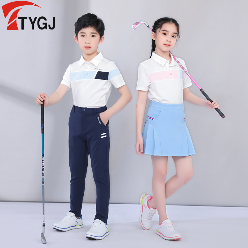 高尔夫服装儿童短袖撞色polo
