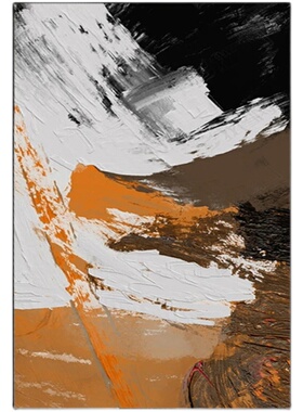 QY.ART纯手工手绘艺术黑白棕油画现代简约立抽象玄关沙发入户客厅