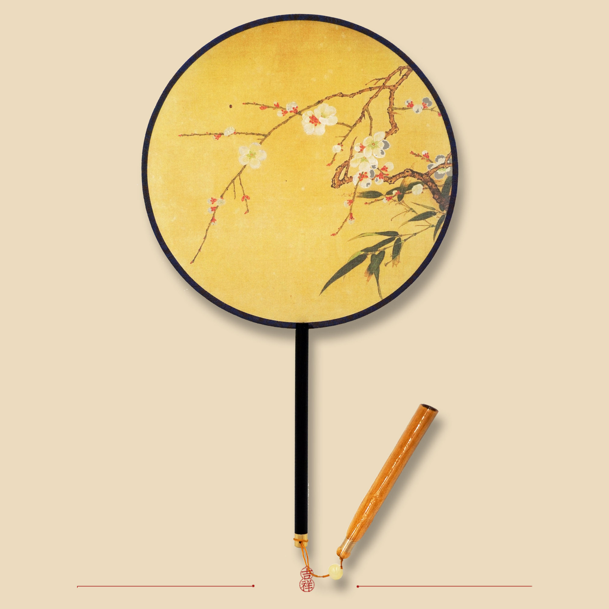 古风真丝中国风扇子汉服古典宫廷宫扇团扇半透明丝圆扇宋画梅花