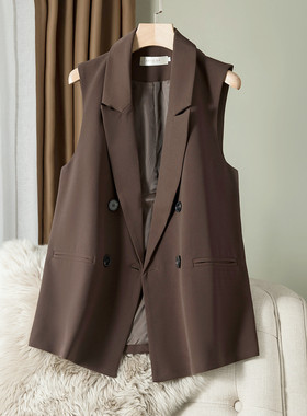 马甲女潮流时尚2025春秋百搭大码外穿坎肩背心宽松英伦风西服马夹