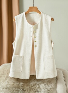 马甲女秋冬2025新款羊毛呢大码坎肩宽松时尚百搭小香风马夹外套潮