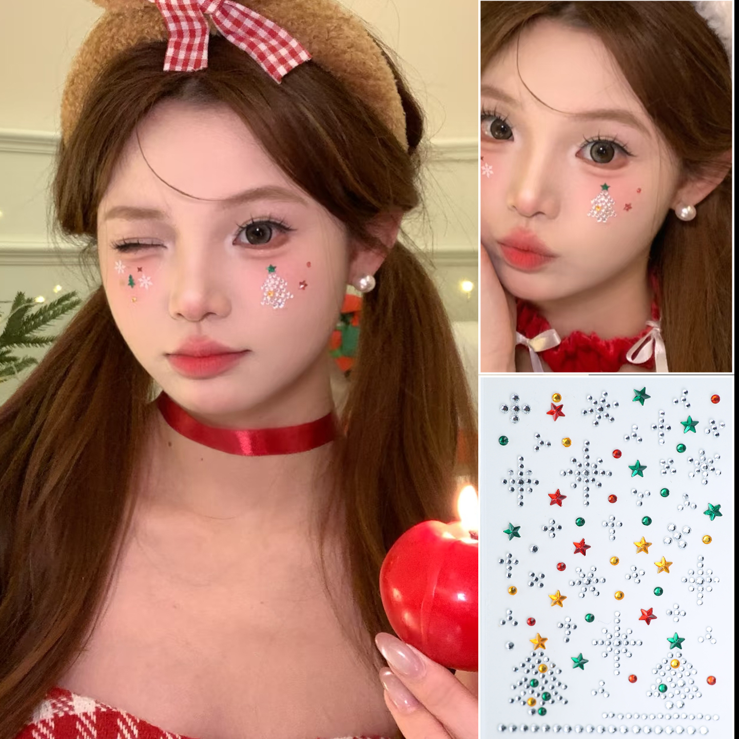 圣诞节演唱会妆容贴钻蝴蝶应援妆