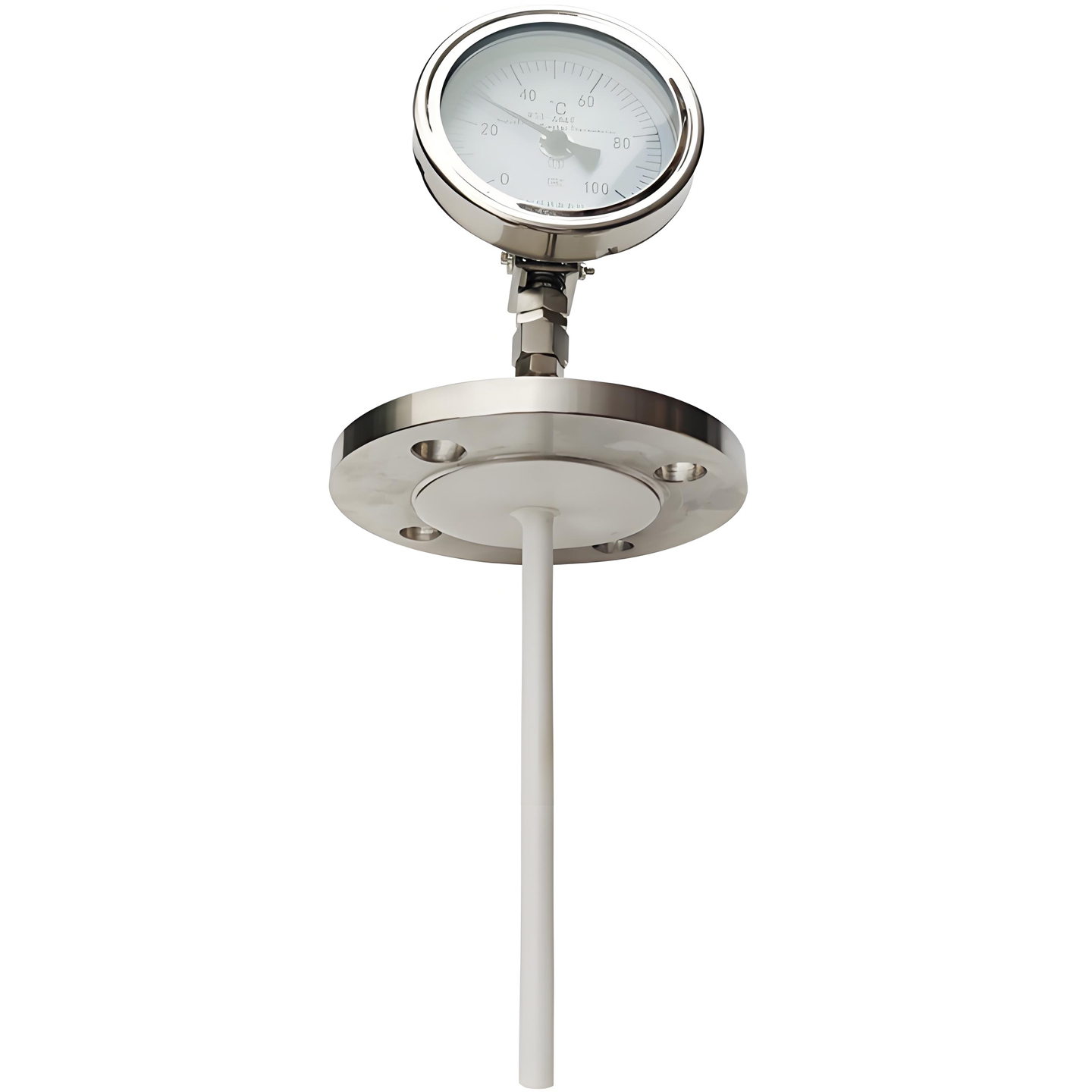 衬四氟双金属温度计 wss-484f 法兰式防腐温度表0-400℃100度dn25