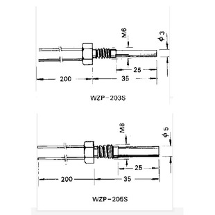 205S 三线制 200℃ 25mm Ф5 铂电阻温度传感器 203 wzp