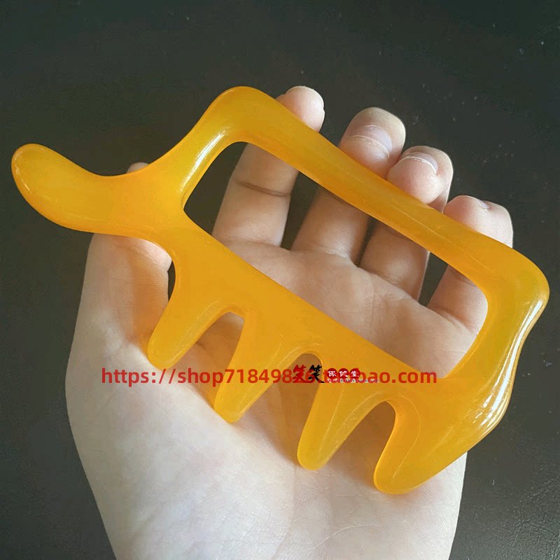 树脂蜜蜡单推经络腿部经络梳双推颈部头部按摩梳点穴多功能经络刷