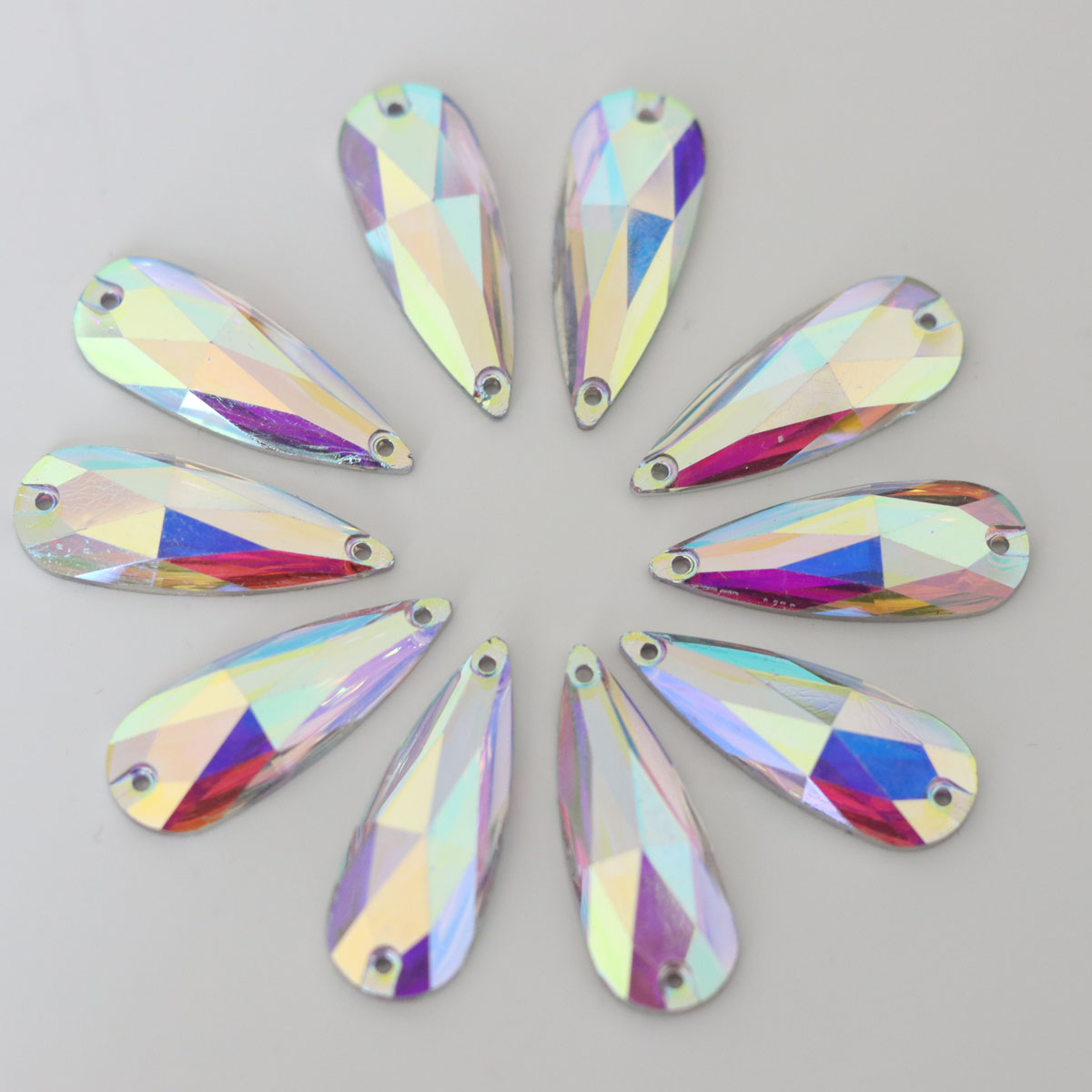 白AB水滴双孔尖水滴手缝钻