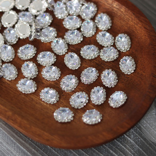 9x11mm白色仿锆石椭圆水钻DIY头饰表演服饰品装饰水晶配件