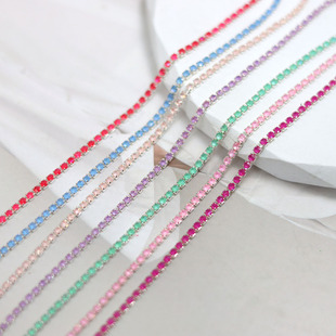 2mm摩卡荧光细密钻链发饰刺绣珠绣DIY玻璃水钻爪链衣服鞋 饰 子装