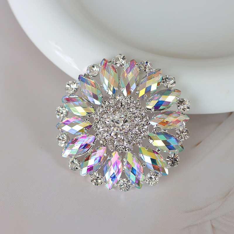 ab彩色太阳花水钻装饰胸花DIY