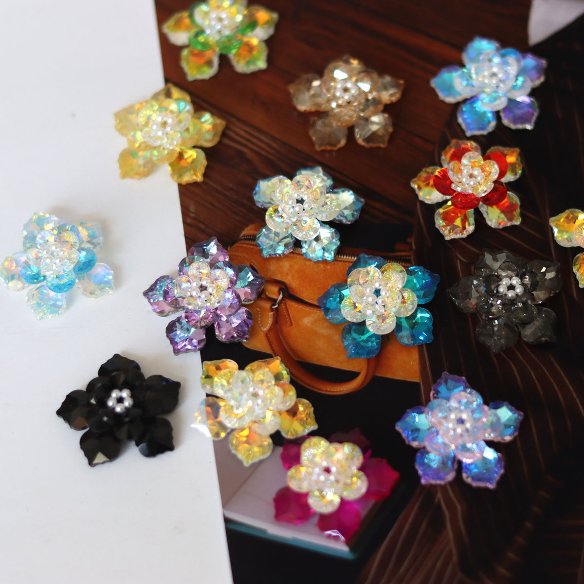3.5cm水晶彩色手工花朵饰品配件DIY帽子舞蹈服鞋子等装饰水钻配件