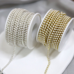 饰品 装 整卷3mm珍珠水钻链条DIY衣服鞋 子包包等饰品配件服装