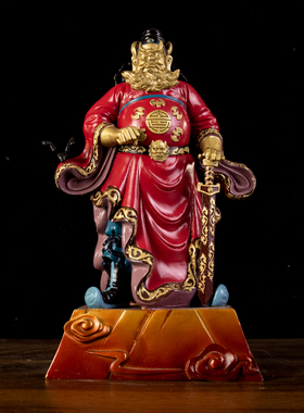 黄铜彩绘钟馗神像摆件天师钟馗供奉铜像工艺品大号