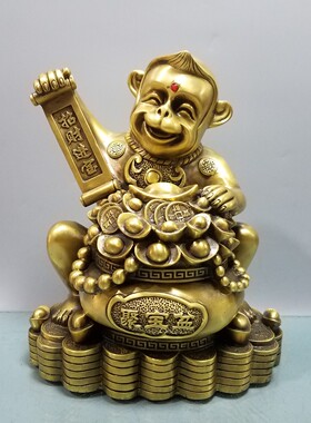 纯铜摆件招财进宝猴子风水工艺品