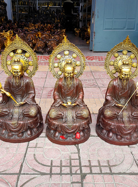 黄铜三清道祖摆件元始天尊灵宝天尊到的天尊坐像一套供奉神像摆设