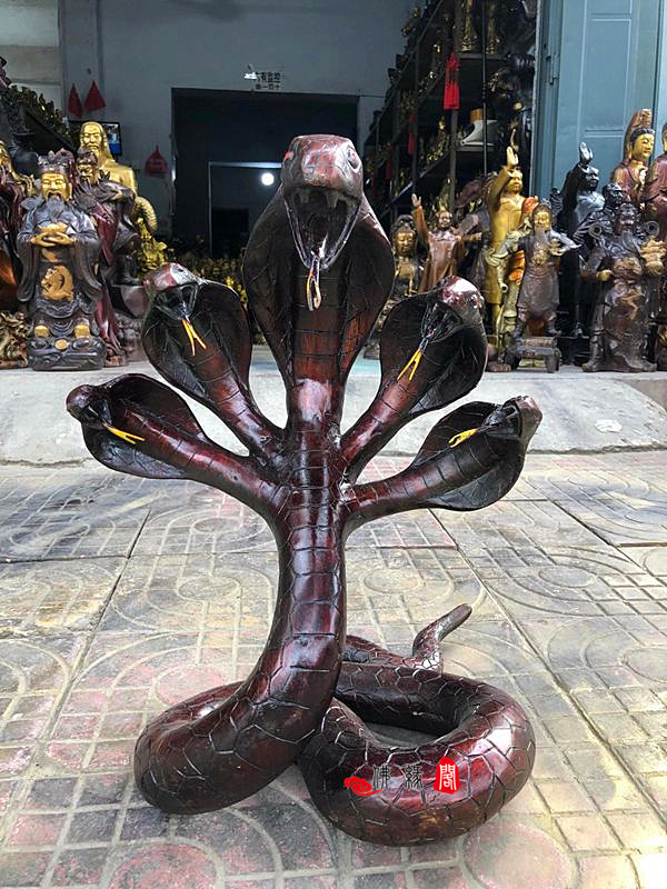 铜眼镜蛇王摆件 大号仿古五头铜蛇家居办公装饰铜器工艺品