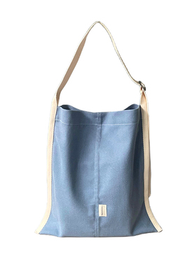 i botherme「假期漫游」雾蓝 绒感棉 可斜挎单肩包原创托特环保袋