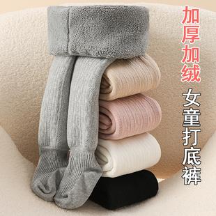 儿童连裤袜秋冬加厚加绒宝宝白色打底裤中小童连体袜婴儿棉裤女童