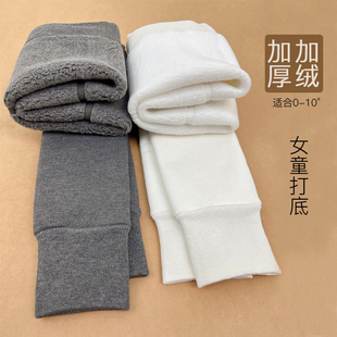 儿童打底裤加绒加厚秋冬女童黑色九分裤不连脚宝宝外穿长裤保暖裤