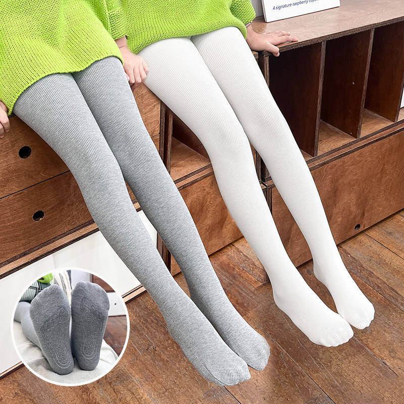 女童连裤袜加绒纯棉儿童打底裤外穿长裤防滑猫爪袜女宝连体袜秋冬