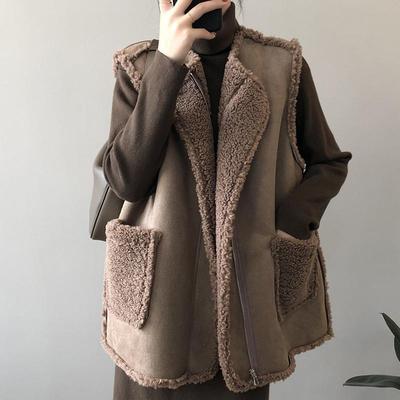 秋冬羊羔毛马甲女外穿皮毛一体
