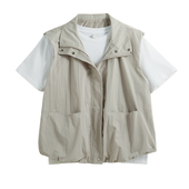 无袖 速干工装 显瘦立领时尚 新款 坎肩背心外套 叠穿马甲女2025春季