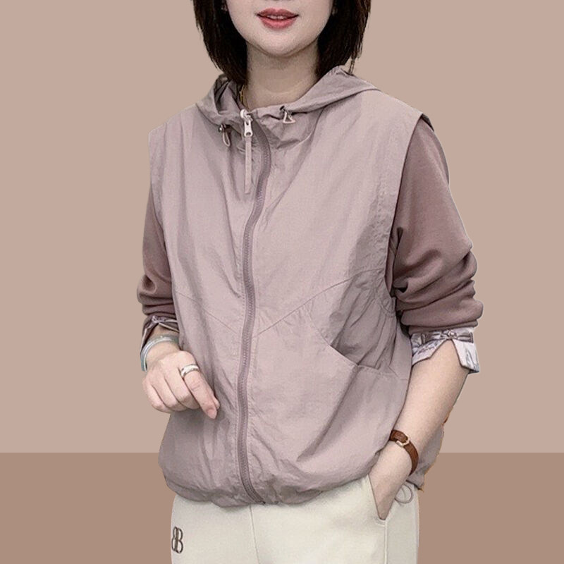 防晒衣马甲女款2026新款夏装宽松连帽坎肩背心防晒服马夹薄外套女图片