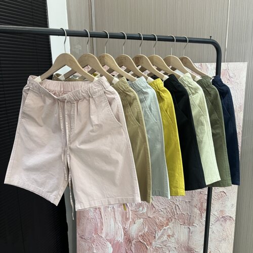 多色「水洗棉松紧腰」舒适透气短裤情侣E7638