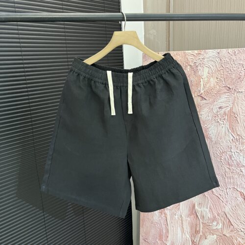 「木佐严选」汉麻品质全包边松紧腰五分休闲短裤情侣E7655