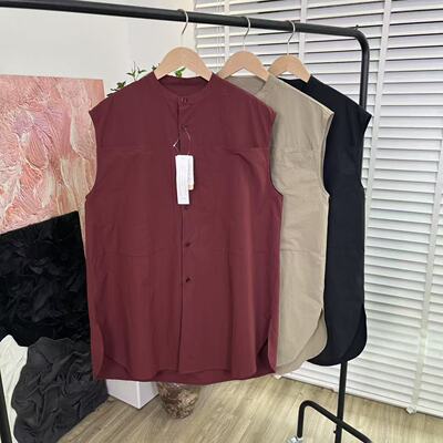 高支薄棉日系宽松无袖衬衫