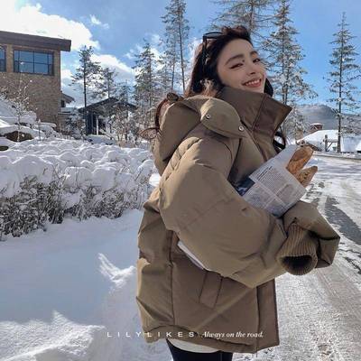 冬季爱心刺绣短款加厚棉衣女小个子面包服宽松学生羽绒棉服厚外套