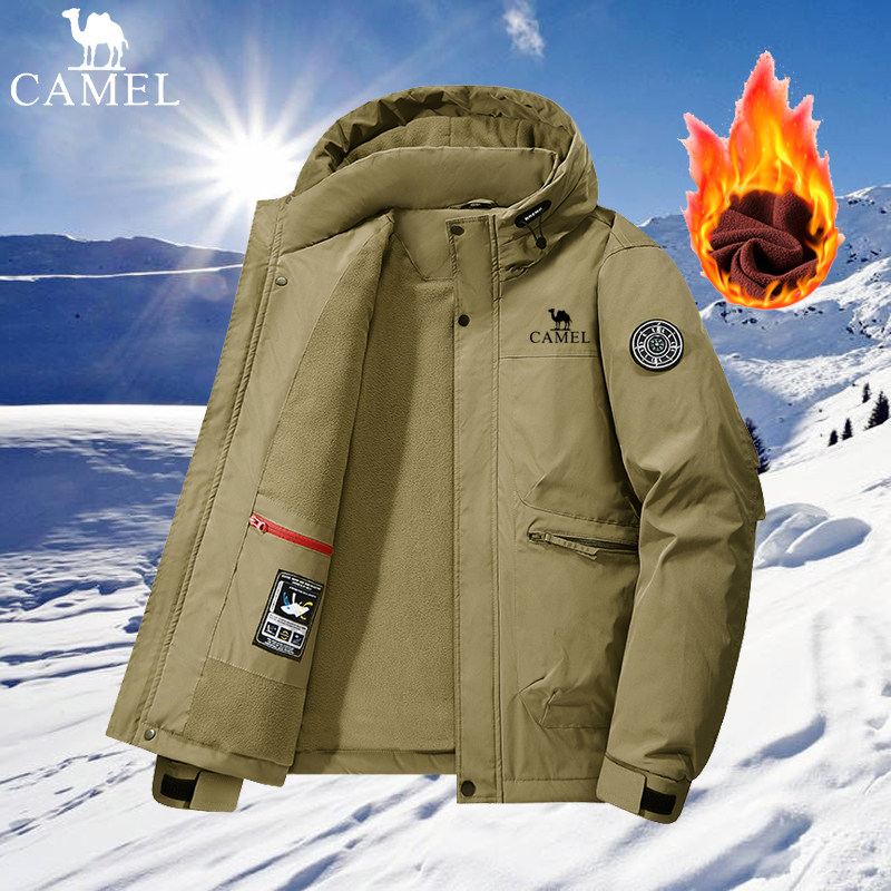 骆驼2025新款户外棉服加绒夹克男