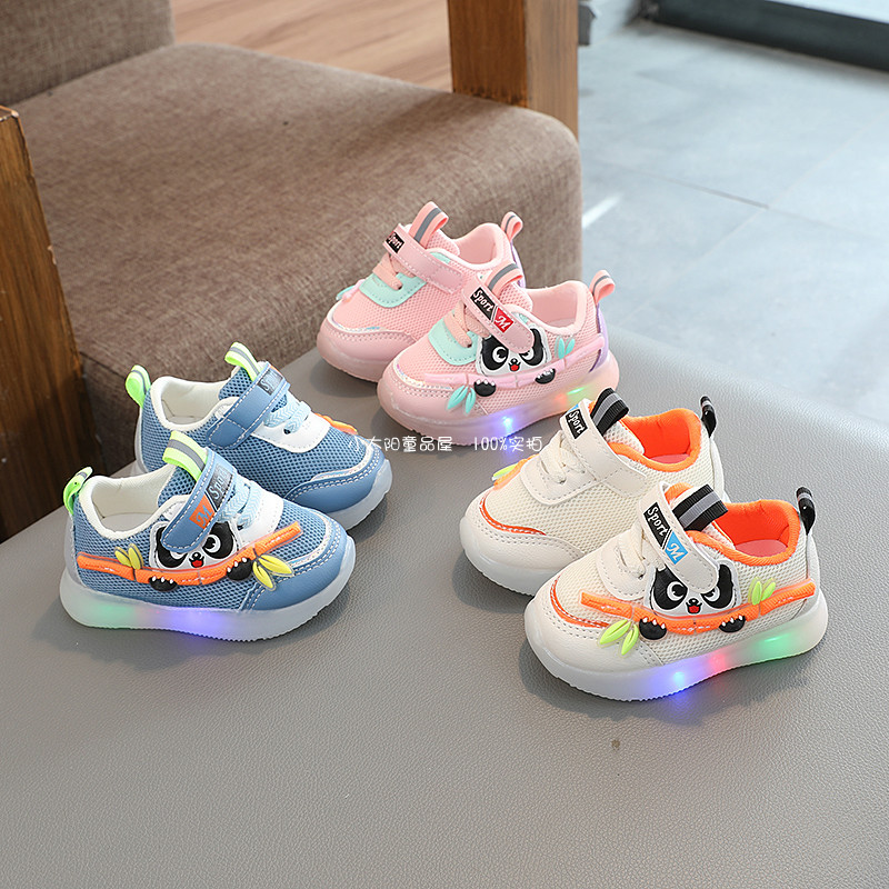 亮灯男女宝宝防滑软底透气休闲