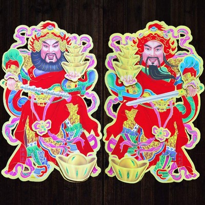 立体植绒门神对贴厂家批发