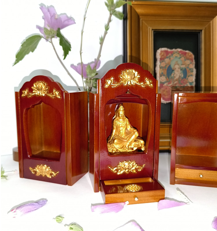 天堂口实木带门佛龛雕刻迷你型
