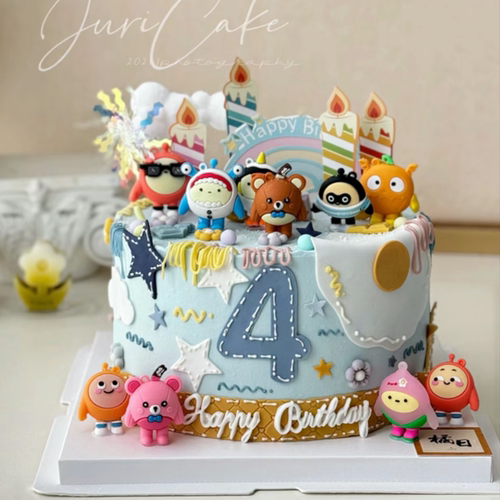 蛋仔派对主题蛋糕装饰摆件可爱