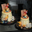 卡通蜡烛星星人蛋糕装 饰摆件可爱吹泡泡星星人摆件白色数字蜡烛