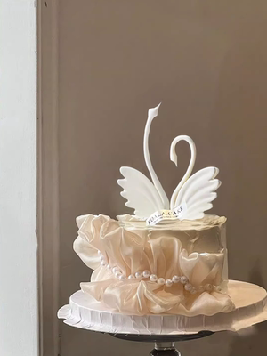 情人节蛋糕装饰软胶白天鹅黑天鹅