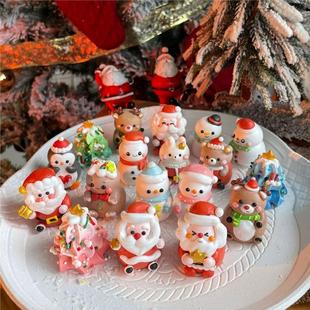 圣诞节立体蛋糕装饰摆件可食用蛋白糖圣诞老人雪人圣诞树糖人公仔