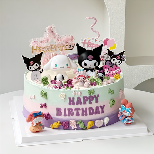 库洛米女孩蛋糕装饰摆件卡通三丽鸥美乐蒂可爱女生周岁甜品台插件