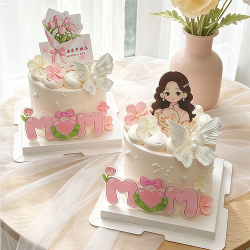 网红母亲节MOM亚克力插牌蛋糕装饰花束卡片节日快乐烘焙甜品插件