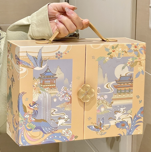 新款月饼礼盒包装盒9粒高档冰皮流心鲜肉中秋轻奢礼品盒空盒