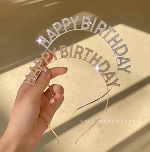 韩风ins网红生日快乐钻石发箍浪漫头箍公主女生头饰派对蛋糕装饰