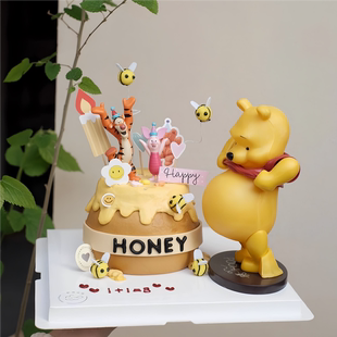大肚子维尼熊蛋糕装 扮插件 饰摆件可爱大肚熊怀孕孕妈妈生日烘焙装