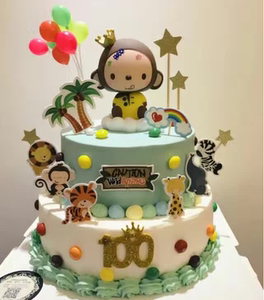 蛋糕装饰皇冠猴 生肖猴子蛋糕装饰摆件 宝宝百天派对生日宴摆台