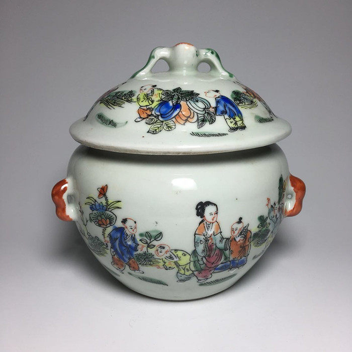 大清同治年制 粉彩婴戏图饭鼓 