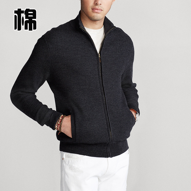 纯棉棉拉链开衫毛衣针织衫男装