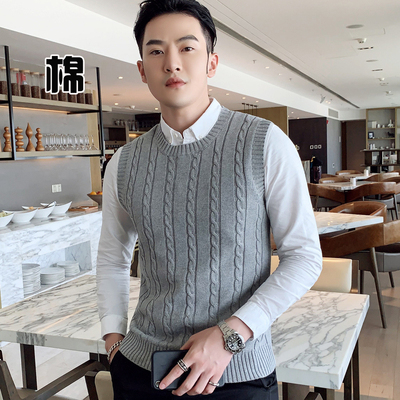 圆领麻花背心全棉男装坎肩马甲