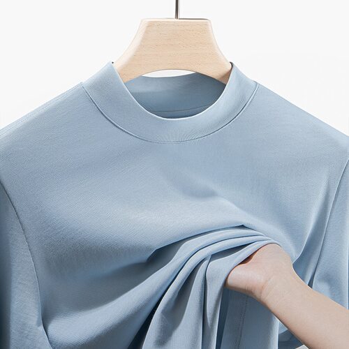 高端匹马pima纯棉重磅240G立领冬季打底衫男长袖T恤男中领T-shirt