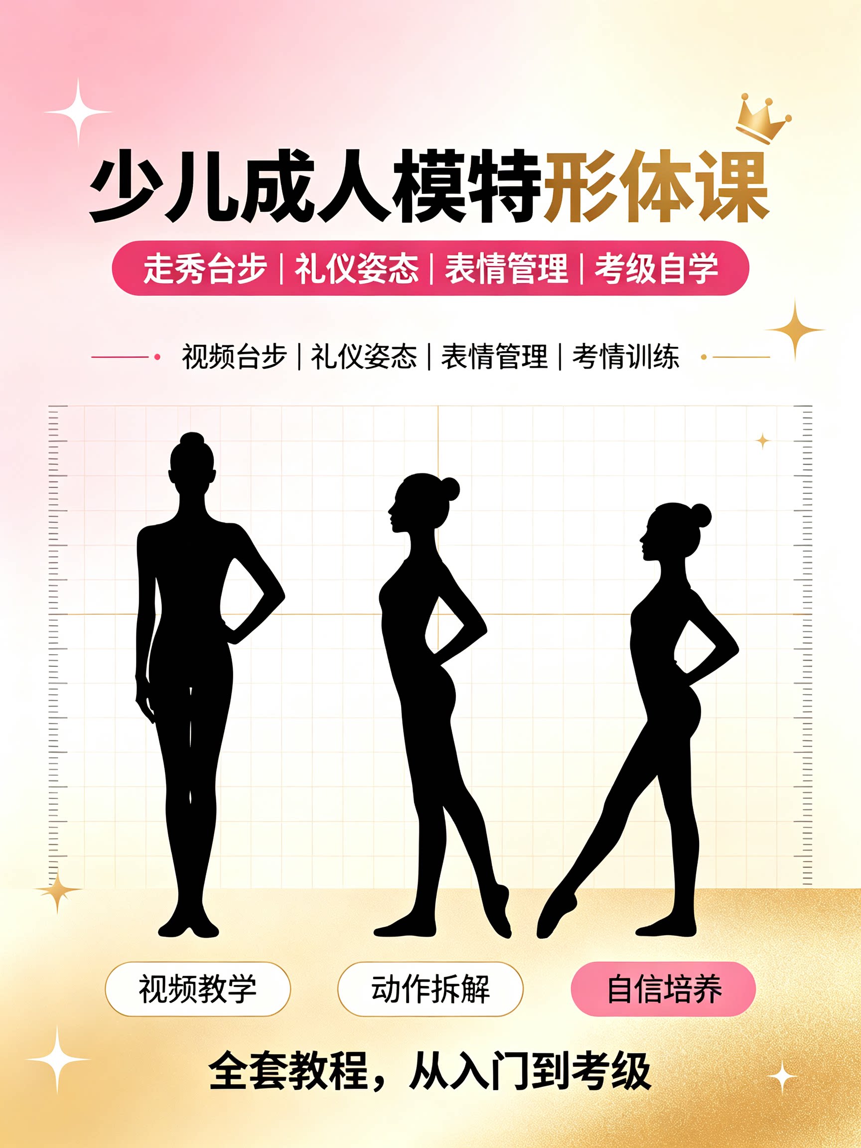 全套模特形体训练视频课｜少儿成设计素材/源文件
